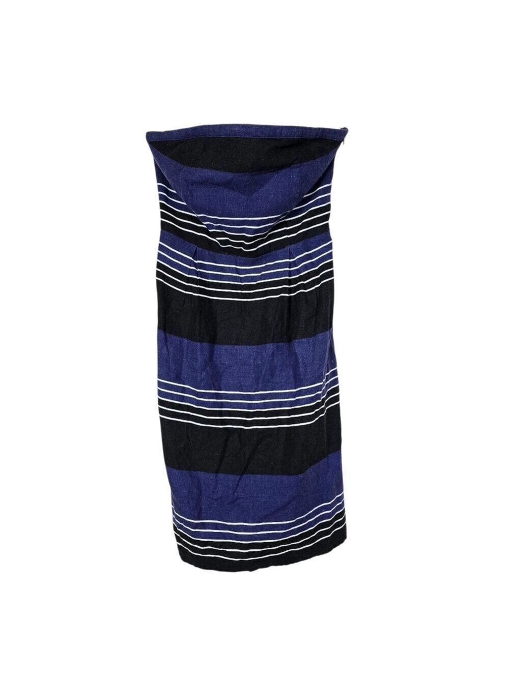 Old Navy Linen Striped Strapless Mini Dress Rayon Black Blue White 2
